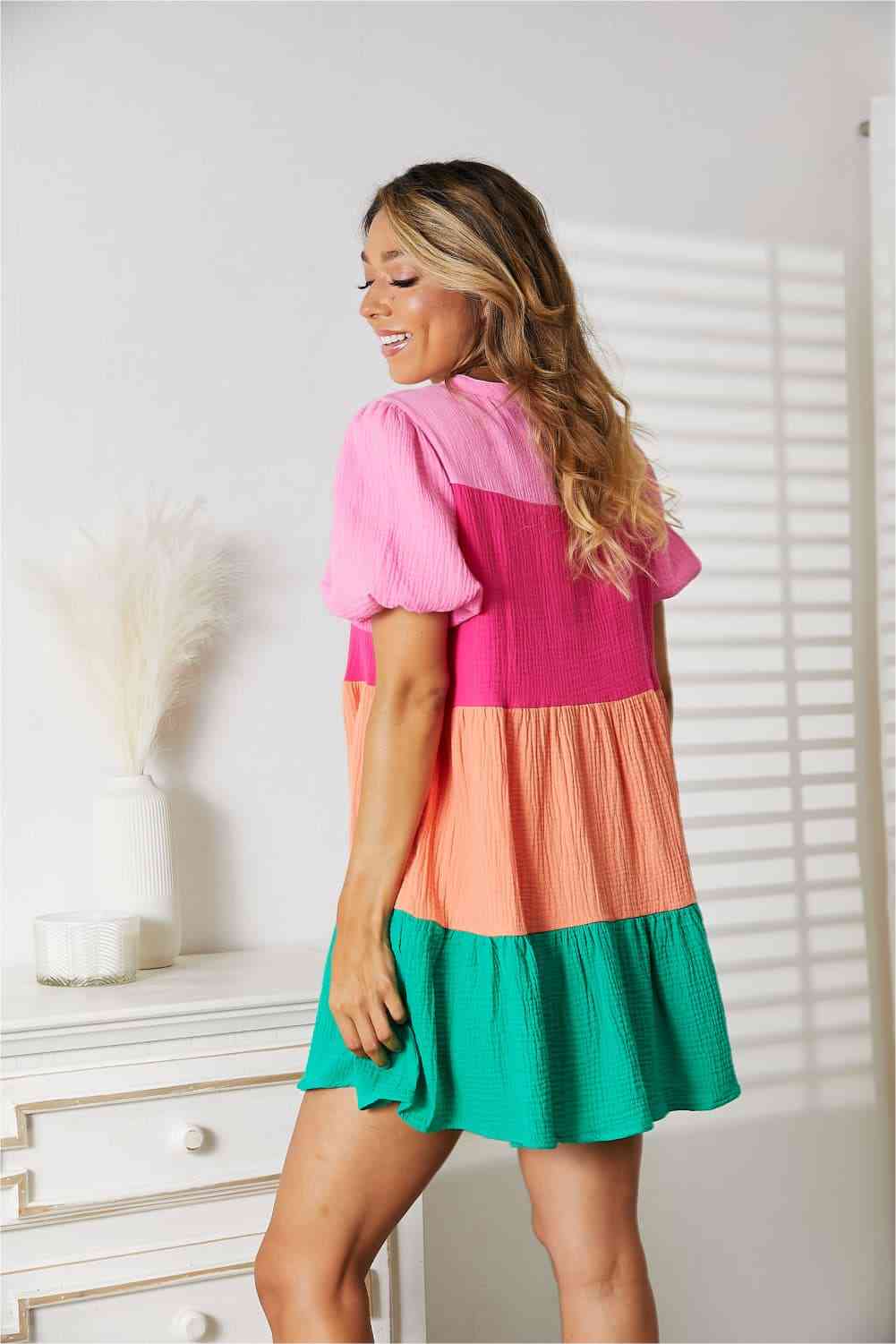 Color Block Puff Dress