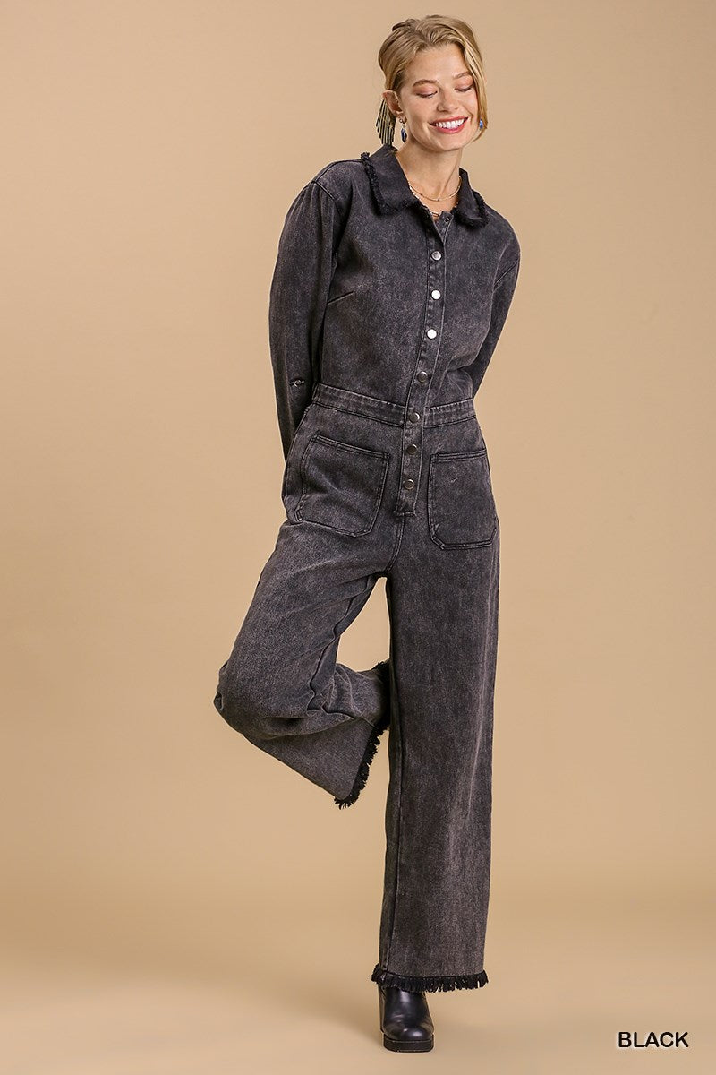 Stone Button Down Jumpsuit