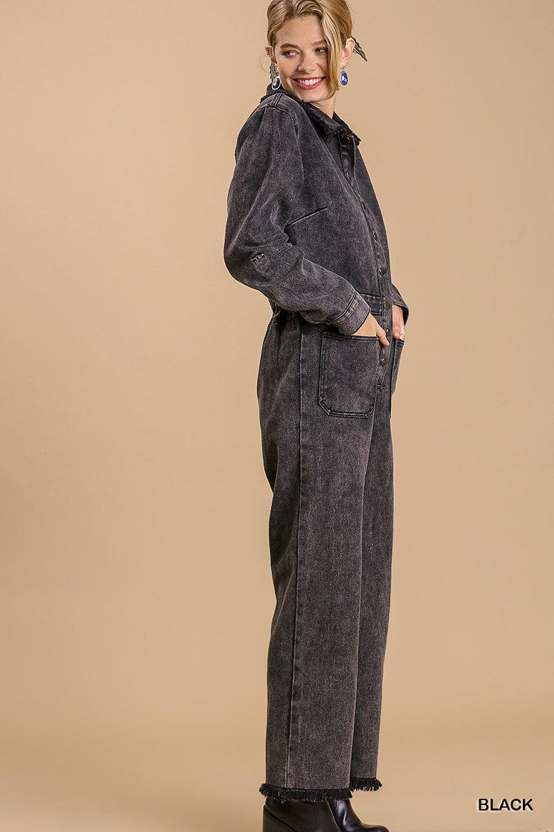 Stone Button Down Jumpsuit