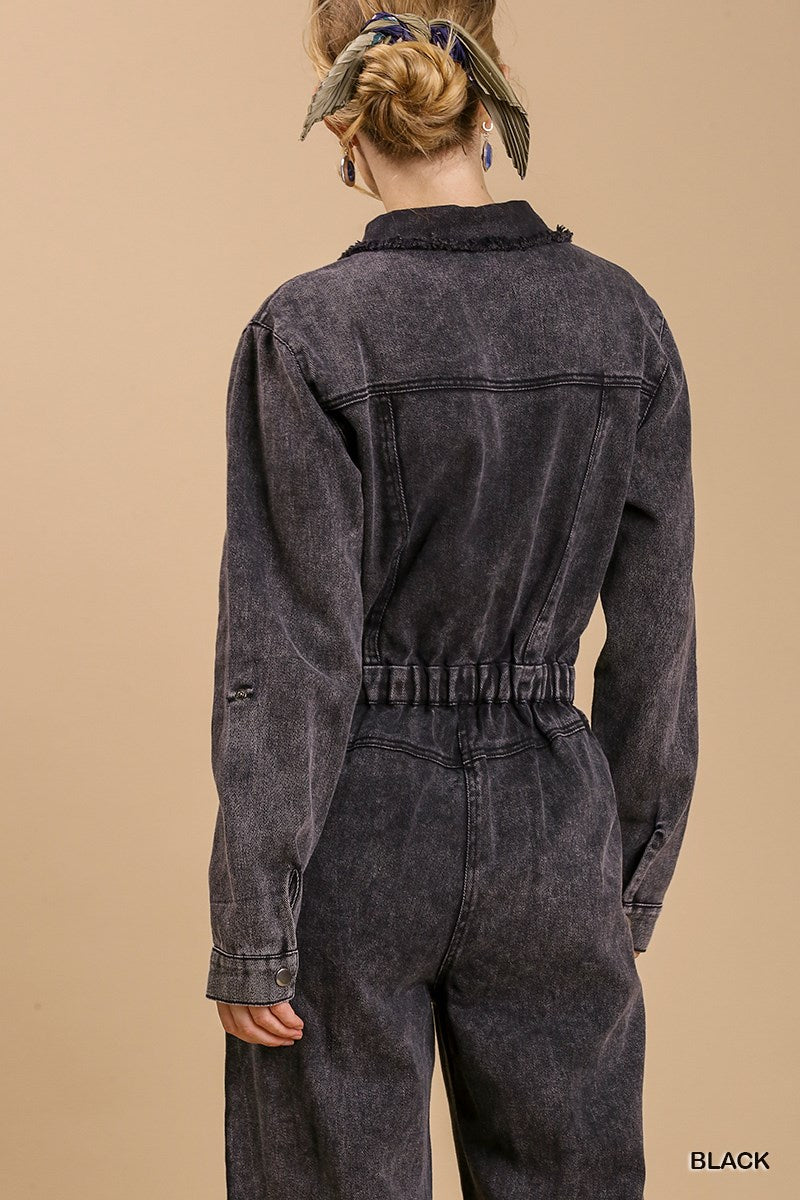 Stone Button Down Jumpsuit