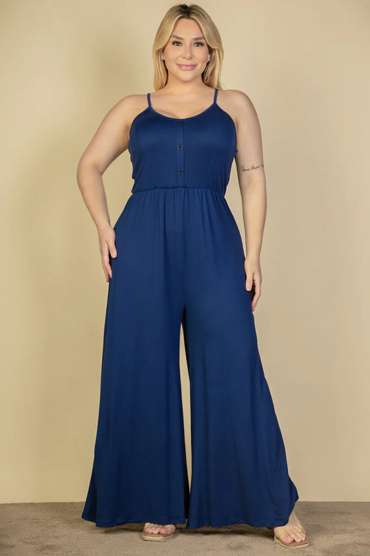 Plus Size Navy Wide Leg Jumpsuit