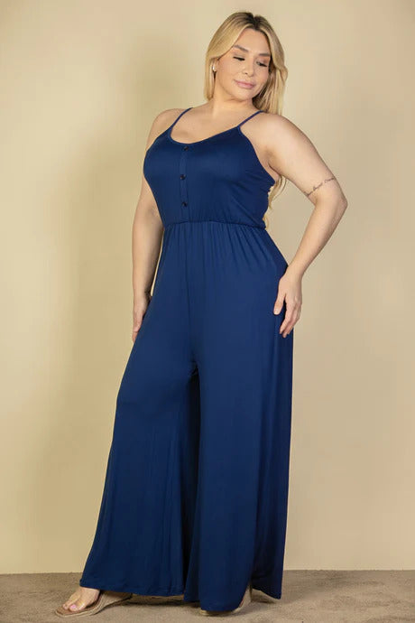 Plus Size Navy Wide Leg Jumpsuit
