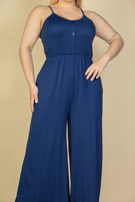 Plus Size Navy Wide Leg Jumpsuit