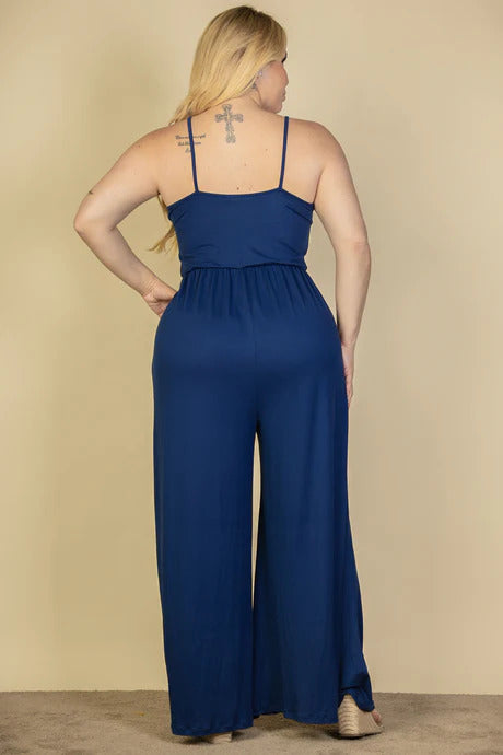 Plus Size Navy Wide Leg Jumpsuit