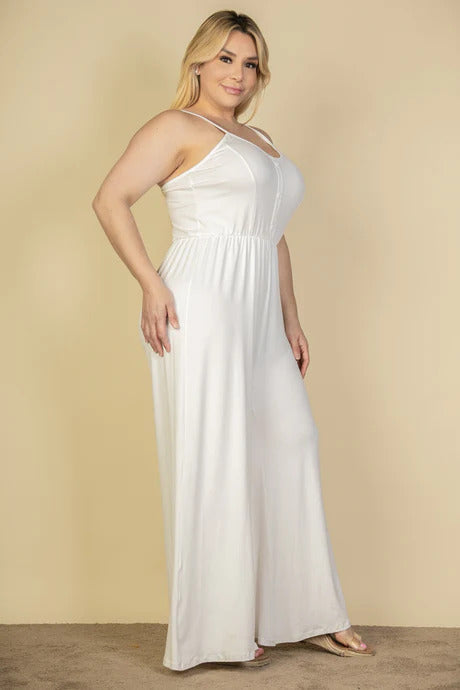 White Plus Size Wide Leg Jumpsuit