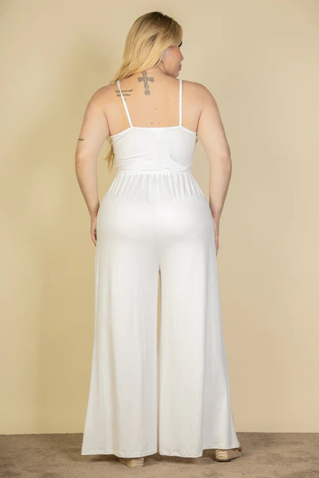 White Plus Size Wide Leg Jumpsuit