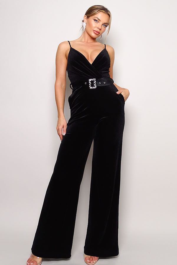 Samba Velvet Jumpsuit in Black