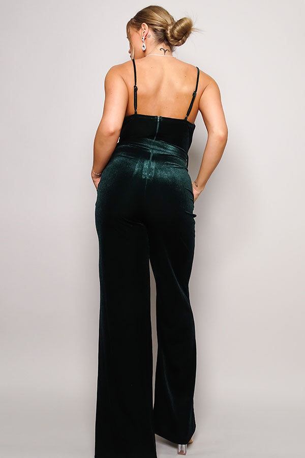 Samba Velvet Jumpsuit in Hunter Green
