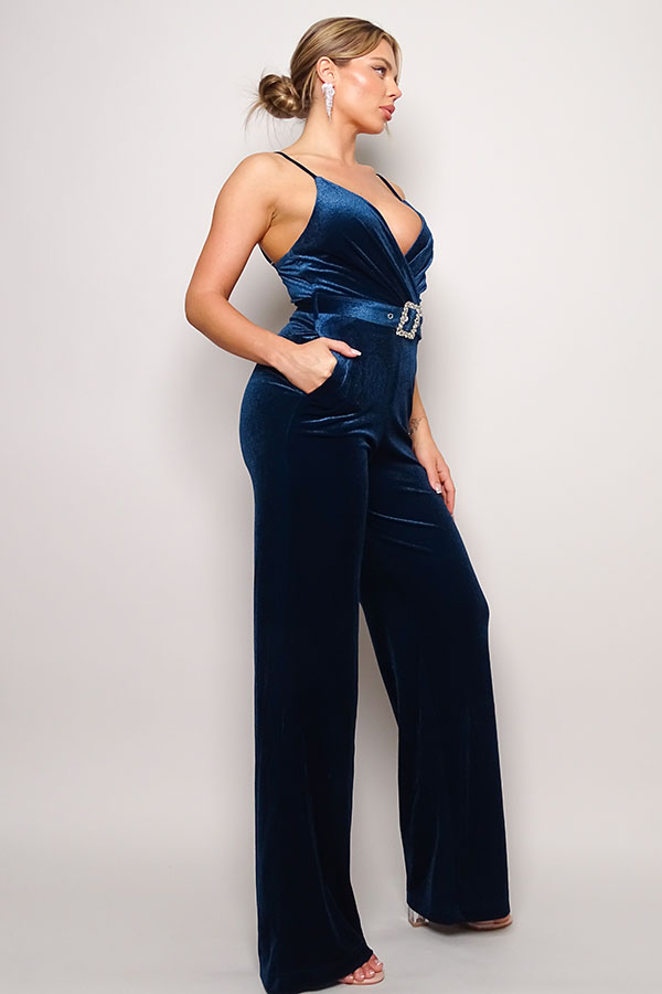 Samba Velvet Jumpsuit in Teal