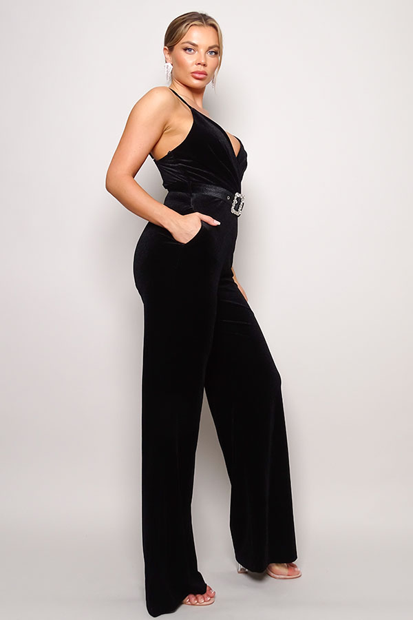 Samba Velvet Jumpsuit in Black