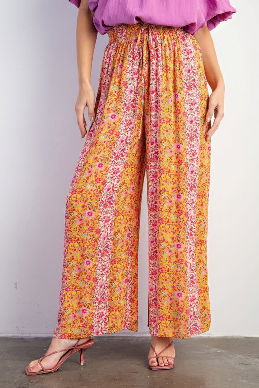 Apricot Floral Palazzo Pants