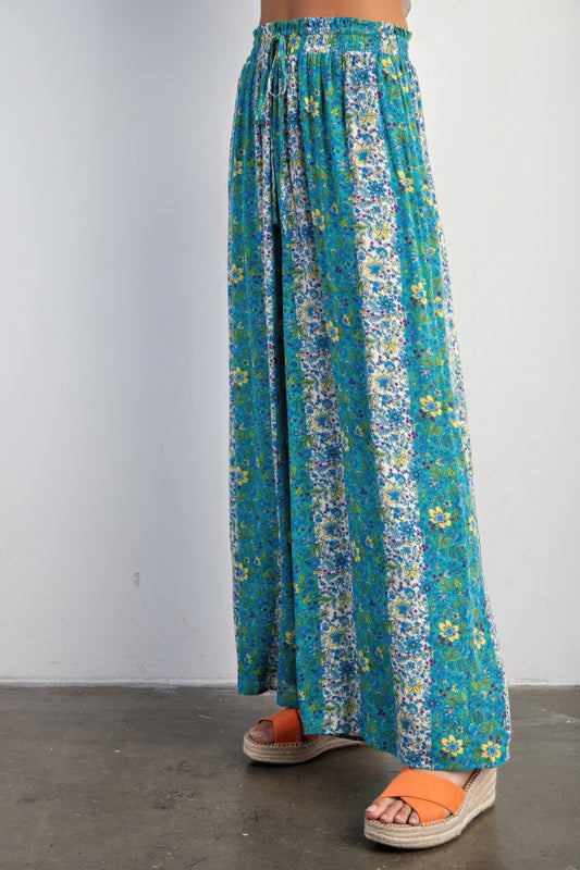 Blue Floral Palazzo Pants