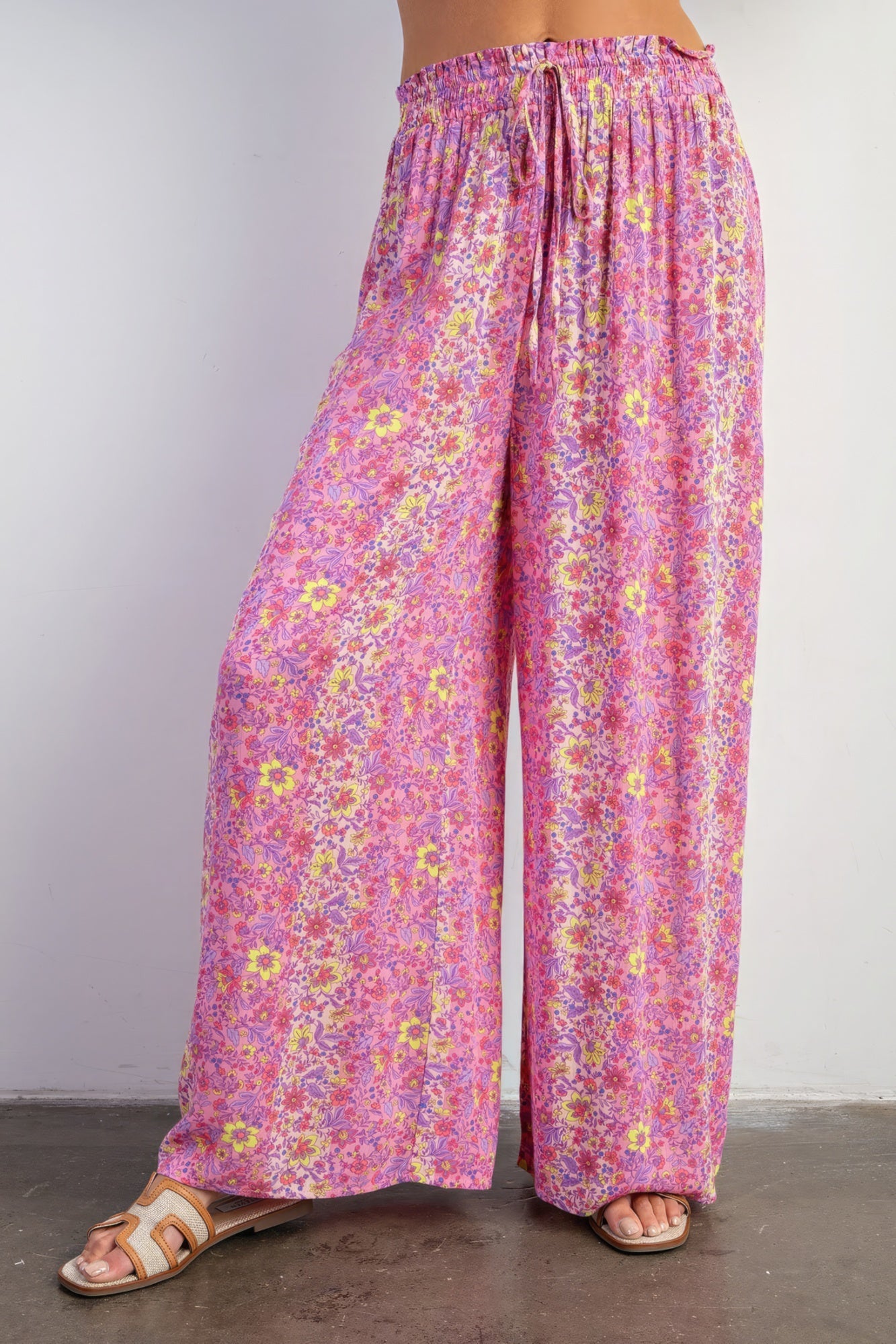 Pink Floral Palazzo Pants