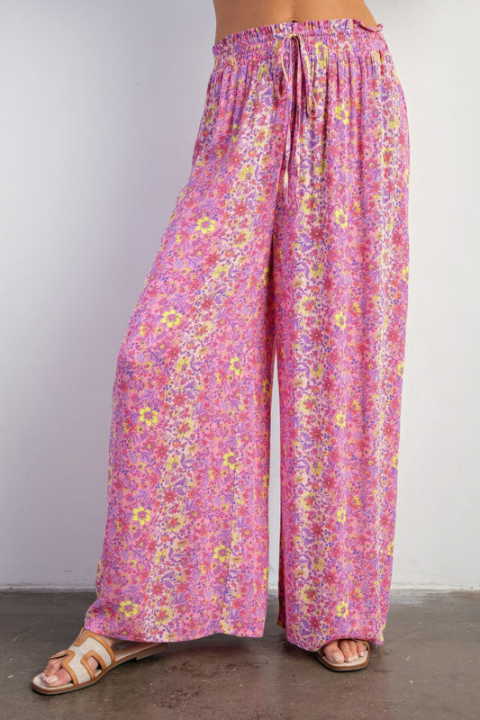Pink Floral Palazzo Pants