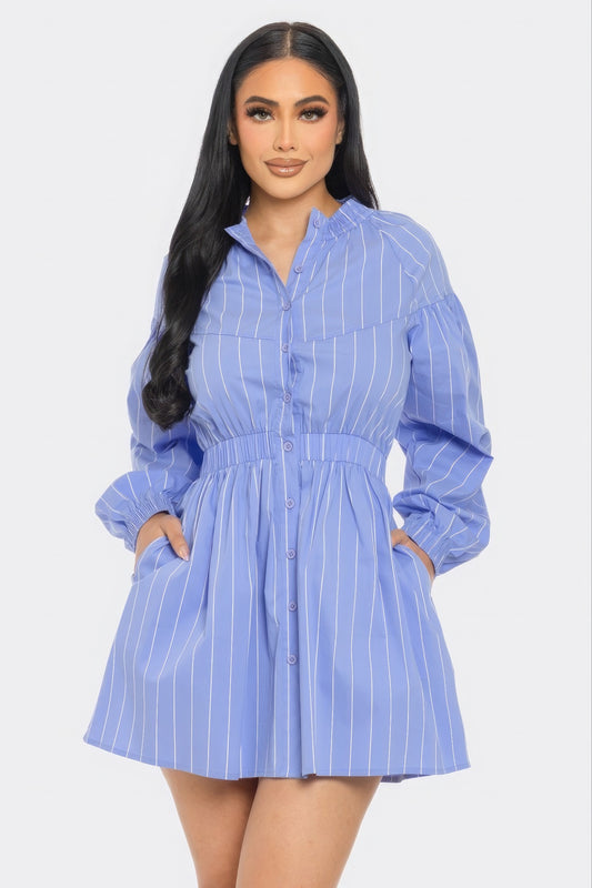 Striped Mini Dress in Blue