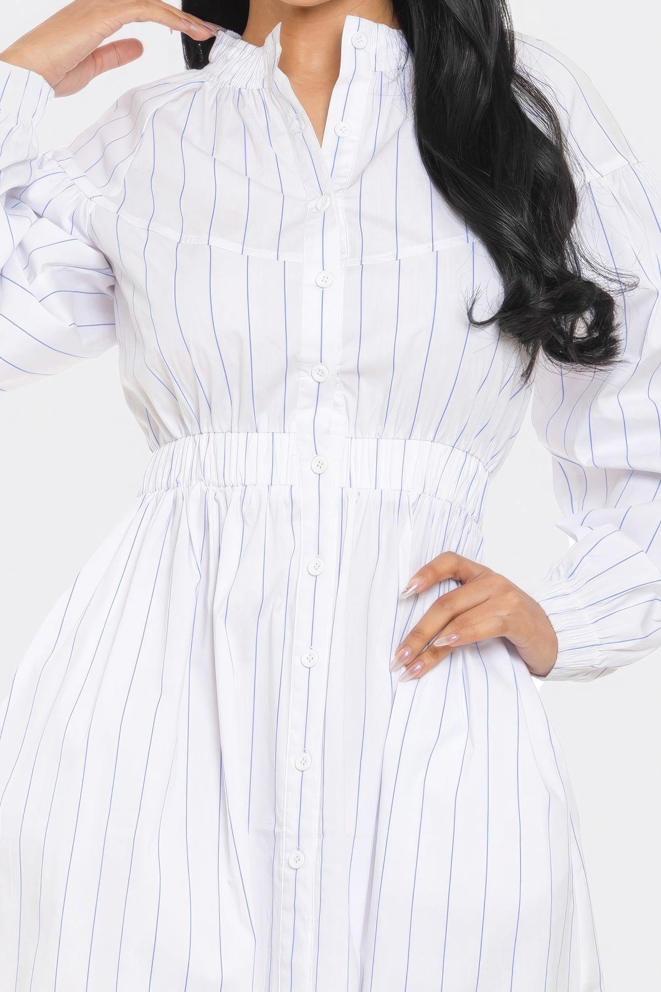 Striped Mini Dress in White