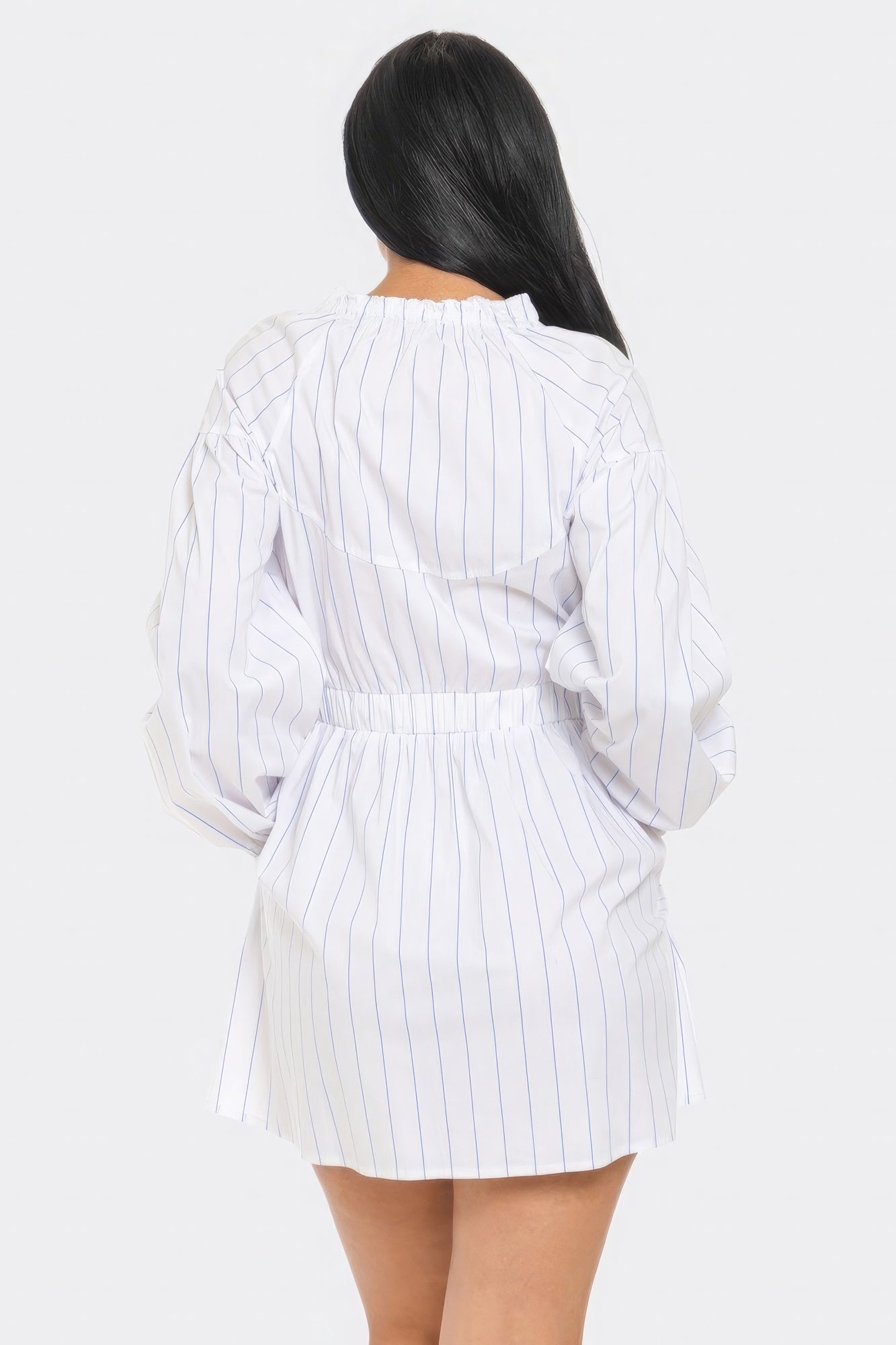Striped Mini Dress in White