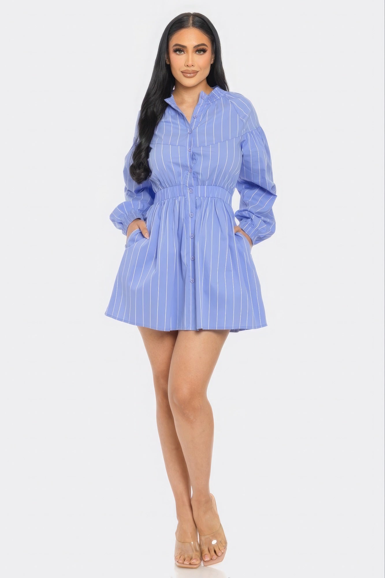 Striped Mini Dress in Blue