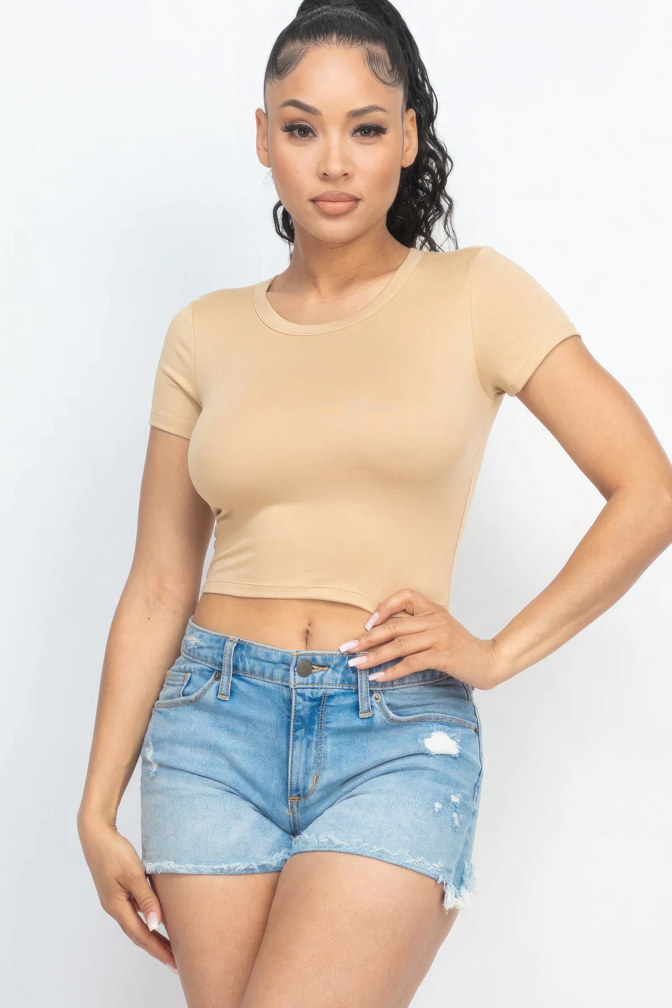 Khaki Crop Top