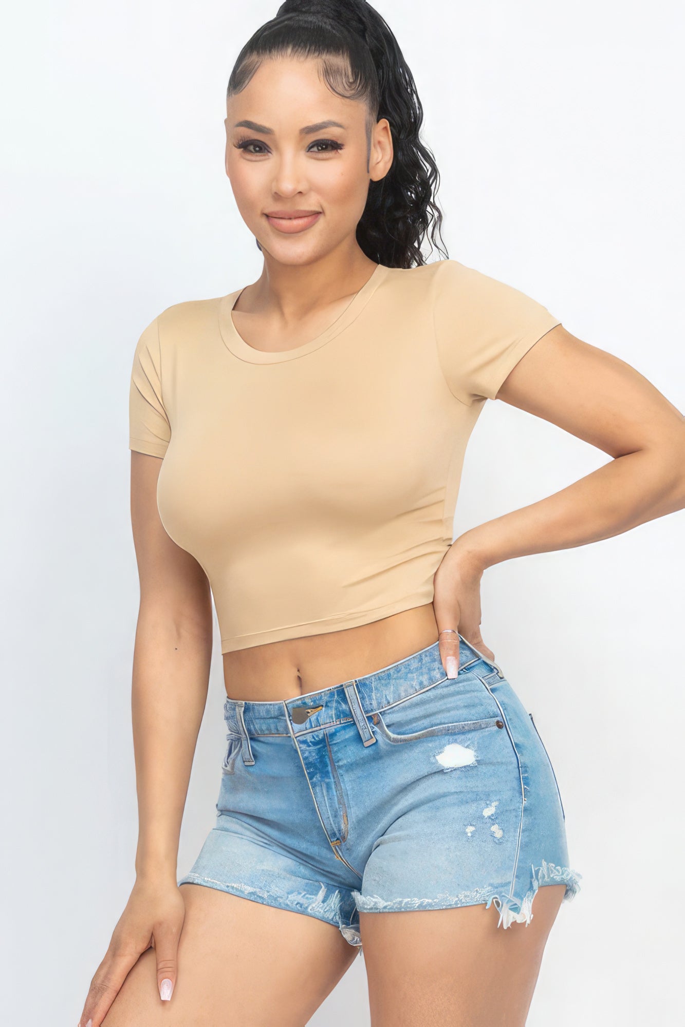 Khaki Crop Top