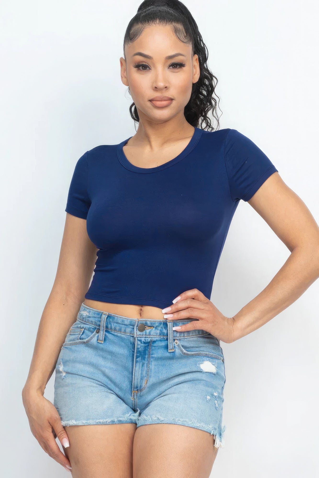 Navy Crop Top