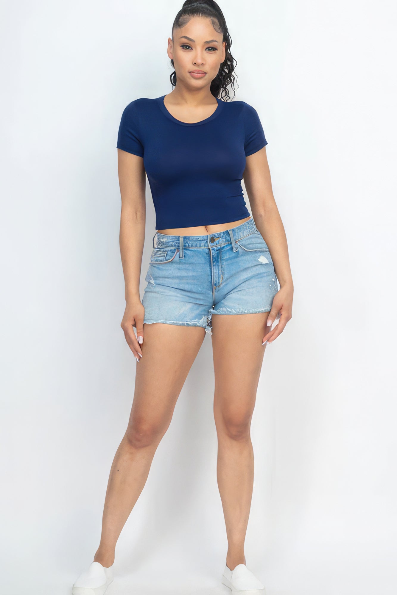Navy Crop Top