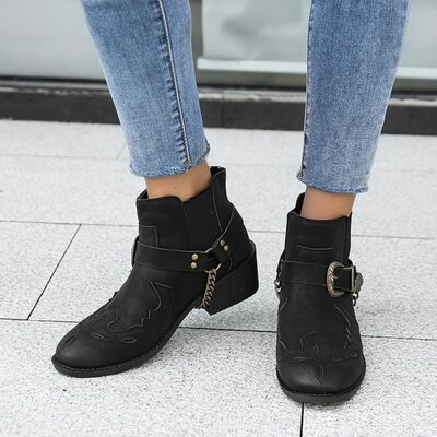 Vegan Leather Strapped Boots