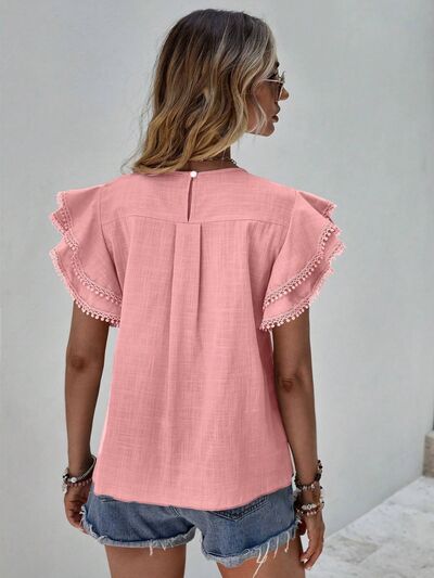 Ruffled Cap Sleeve Blouse