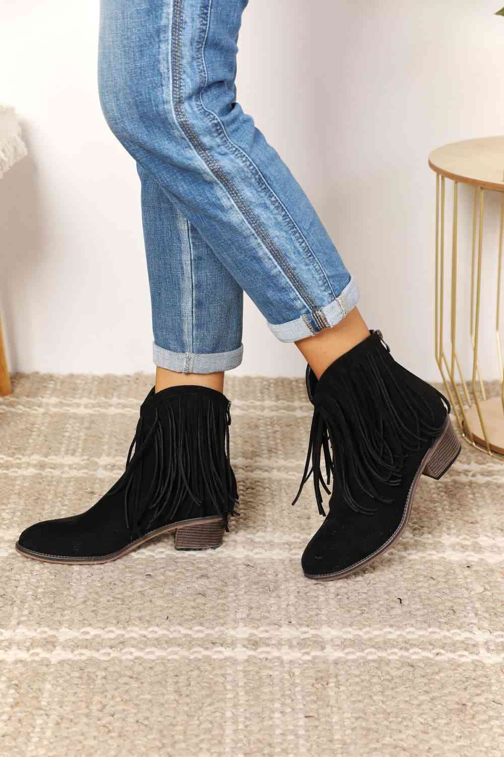 Fringe Western Ankle Boots
