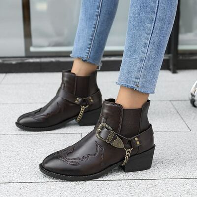 Vegan Leather Strapped Boots