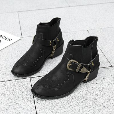 Vegan Leather Strapped Boots