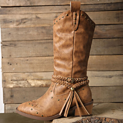 Vegan Leather Studded Boots