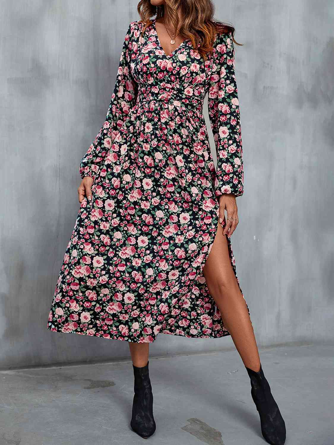 Floral Slit Midi Dress