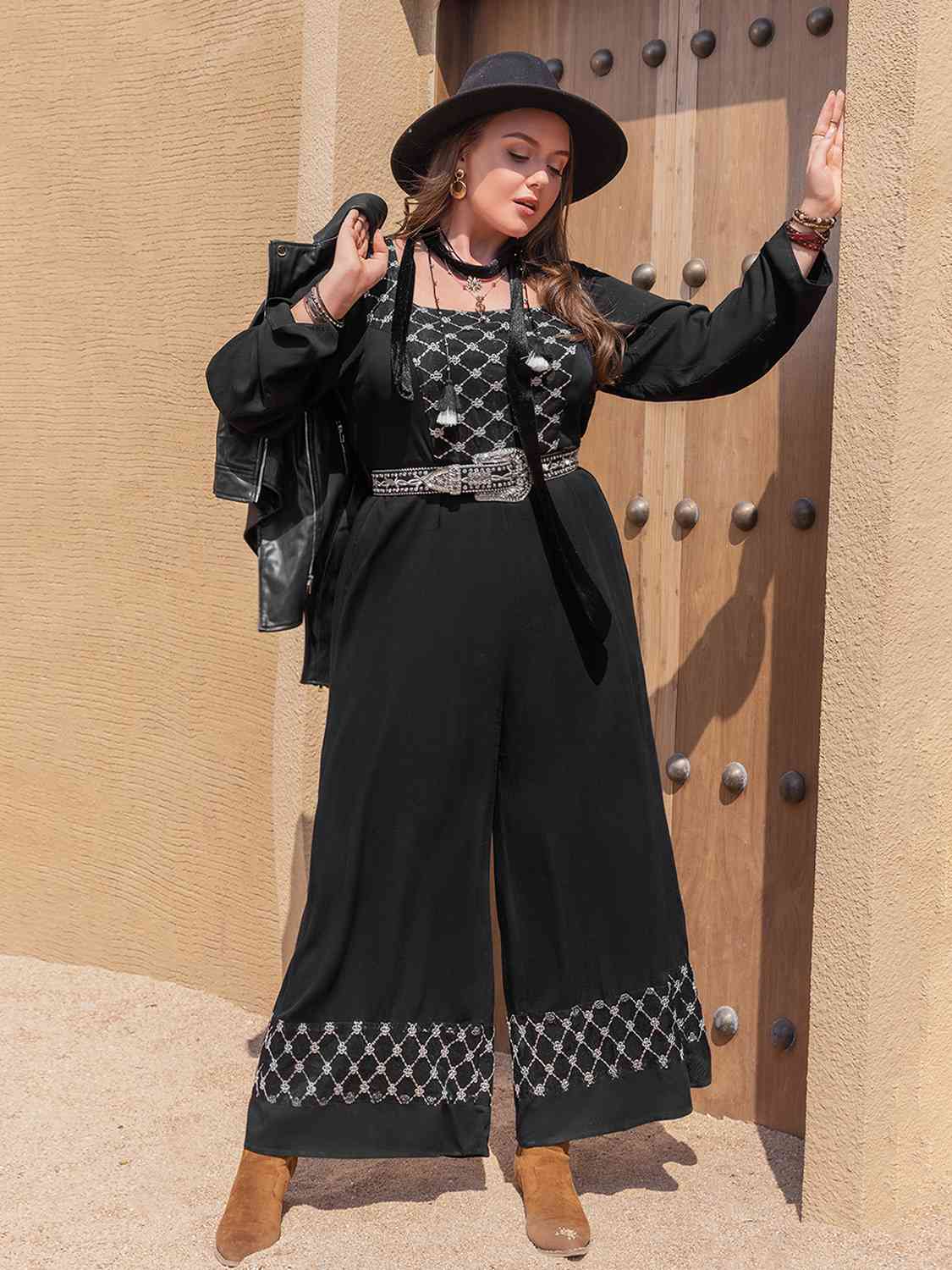 Plus Size Embroided Jumpsuit