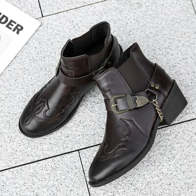 Vegan Leather Strapped Boots