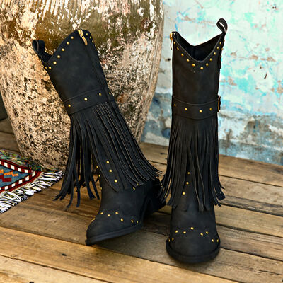 Studded Fringe Boots