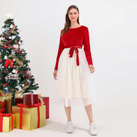 Christmas Tie Waist Dress