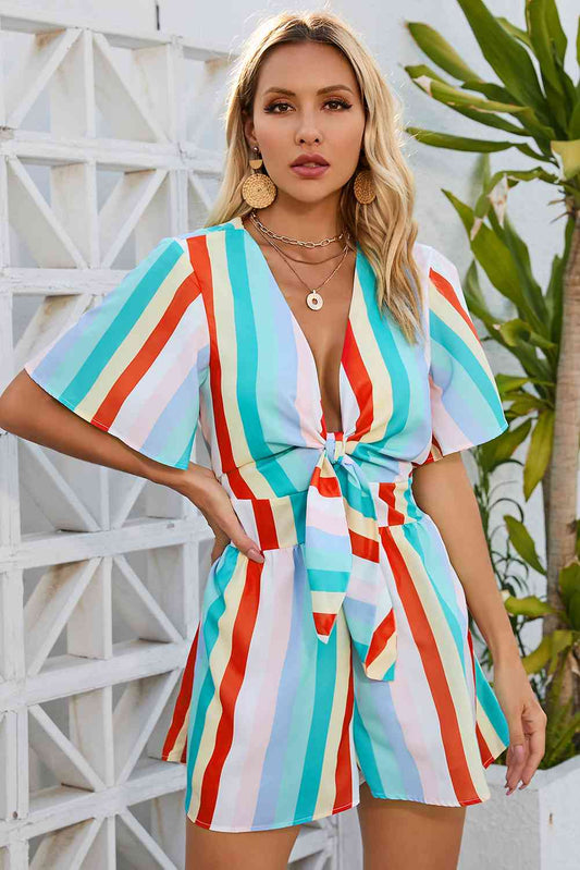 Striped Tie Romper