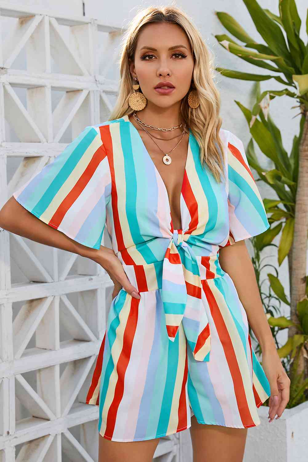 Striped Tie Romper
