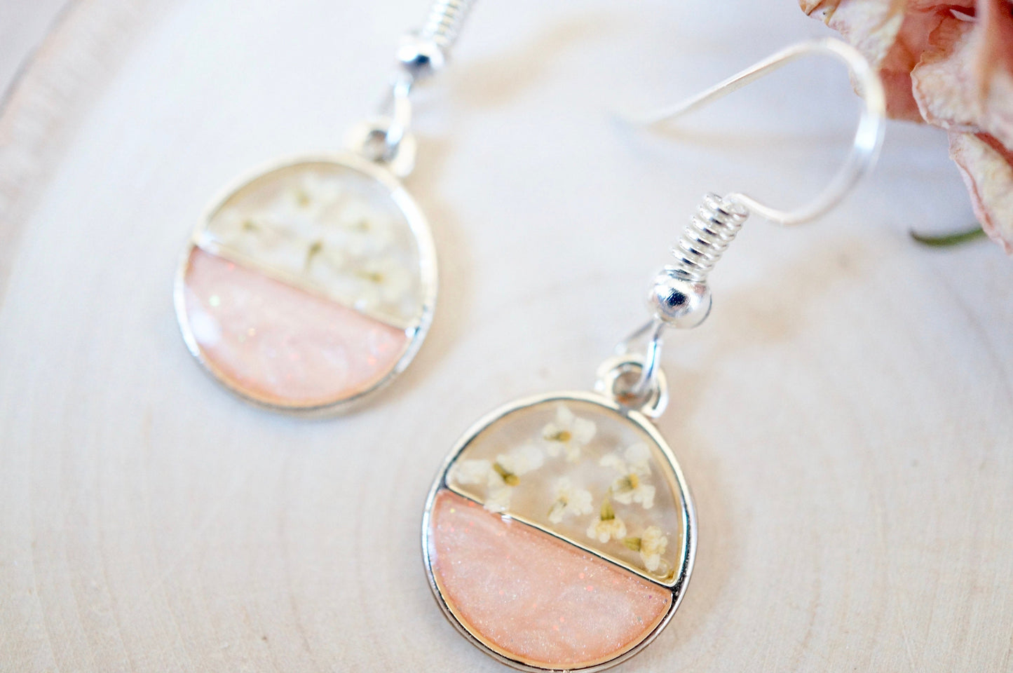 Real Dried Flowers and Resin Earrings