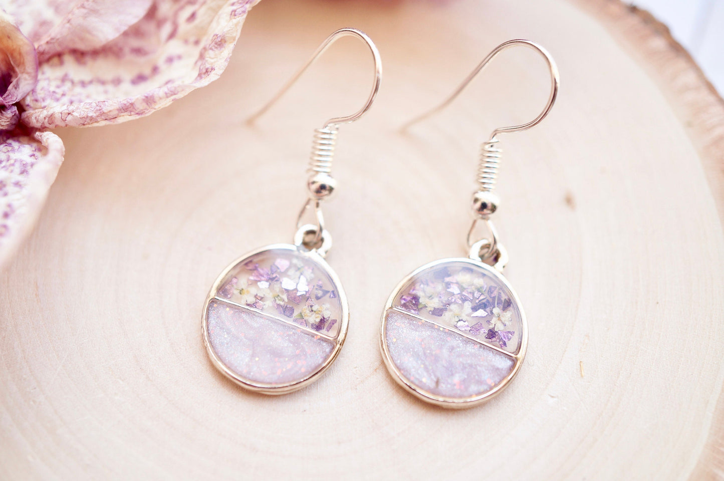 Real Dried Flowers and Resin Earrings