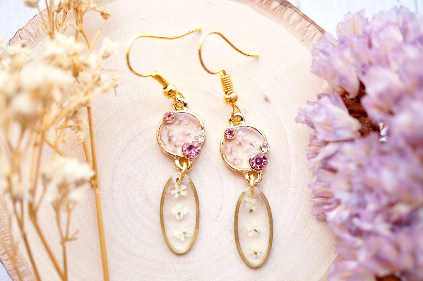Gold Drops in Pink and White