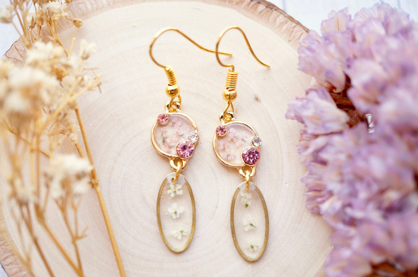 Gold Drops in Pink and White