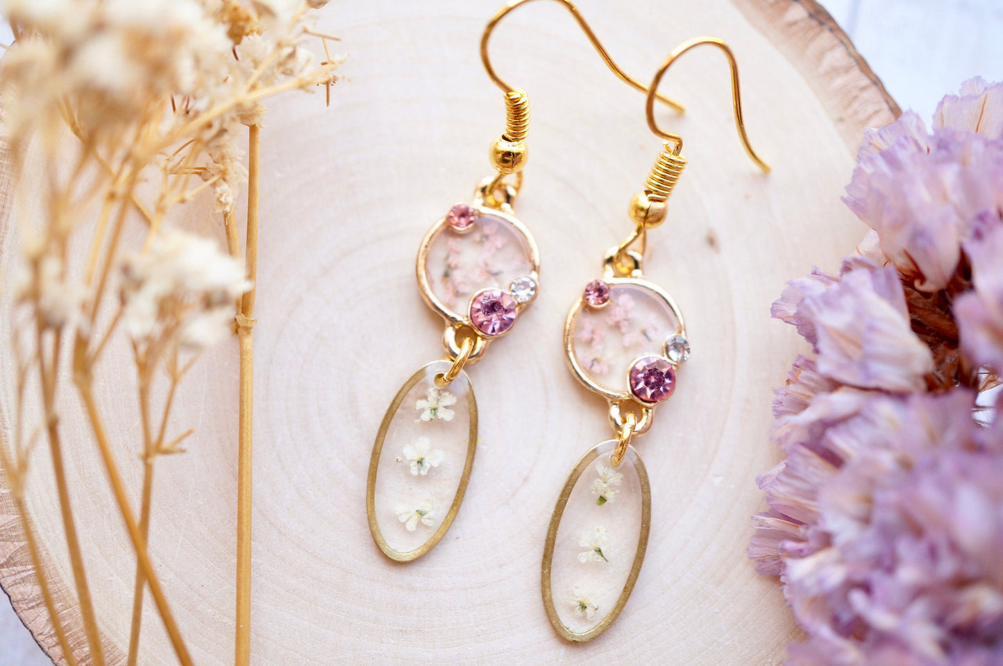 Gold Drops in Pink and White