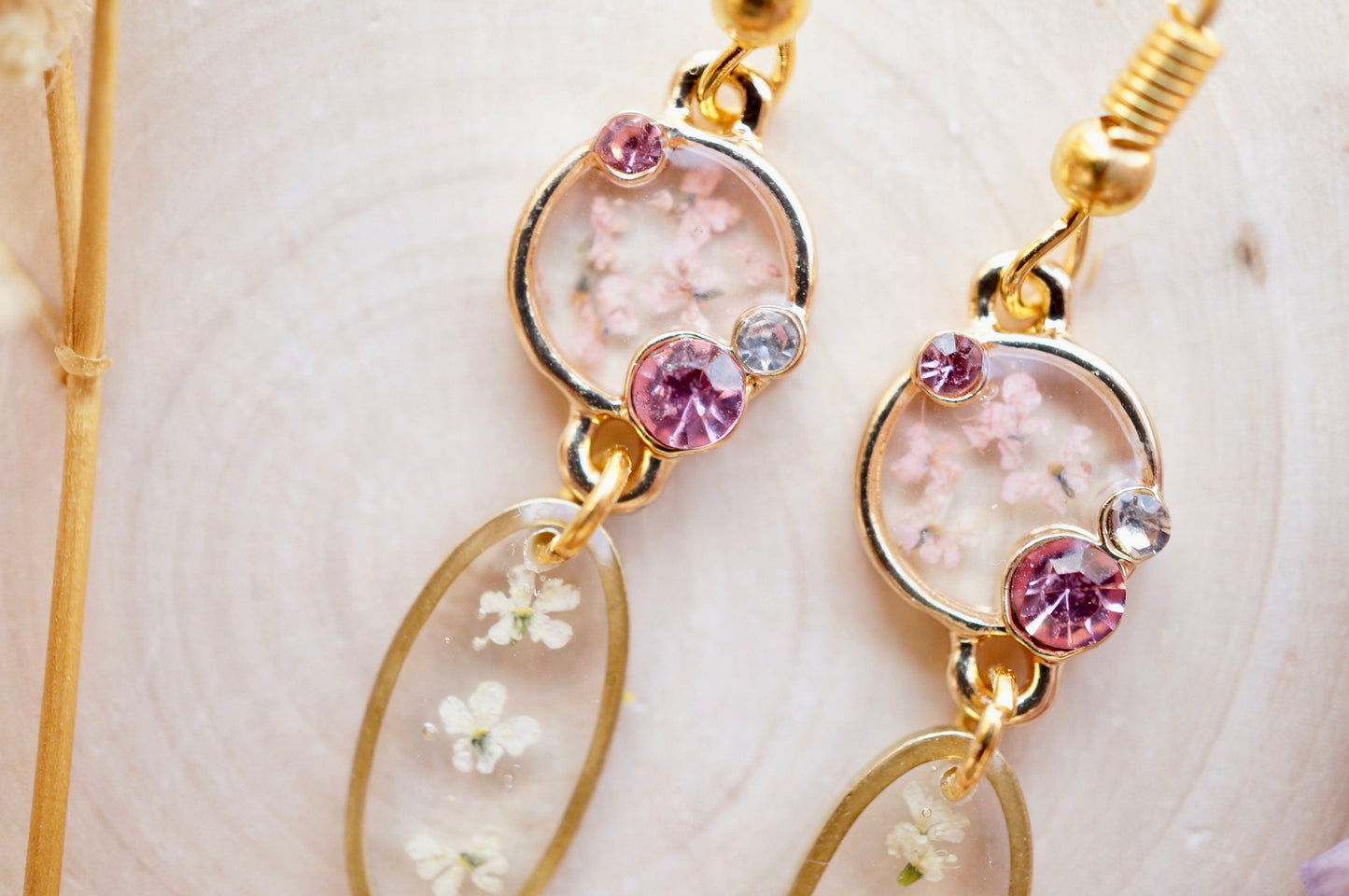 Gold Drops in Pink and White